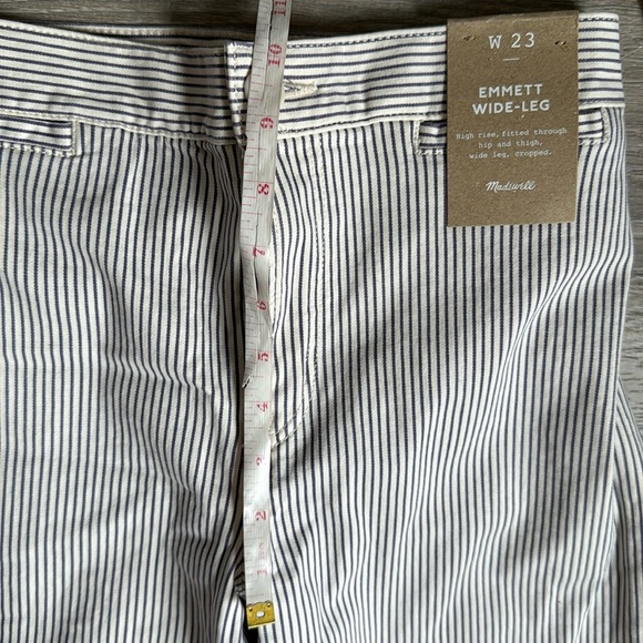 NEW Madewell Emmett Wide-Leg Crop Pant Yarn-Dyed Stripe: Welt Pocket Edition 23 - Picture 8 of 12